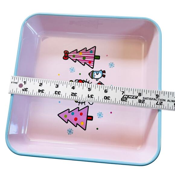 Hello Kitty Square Baking Pan 9" Christmas Ice Skates Ceramic Casserole Bakeware - Picture 6 of 7